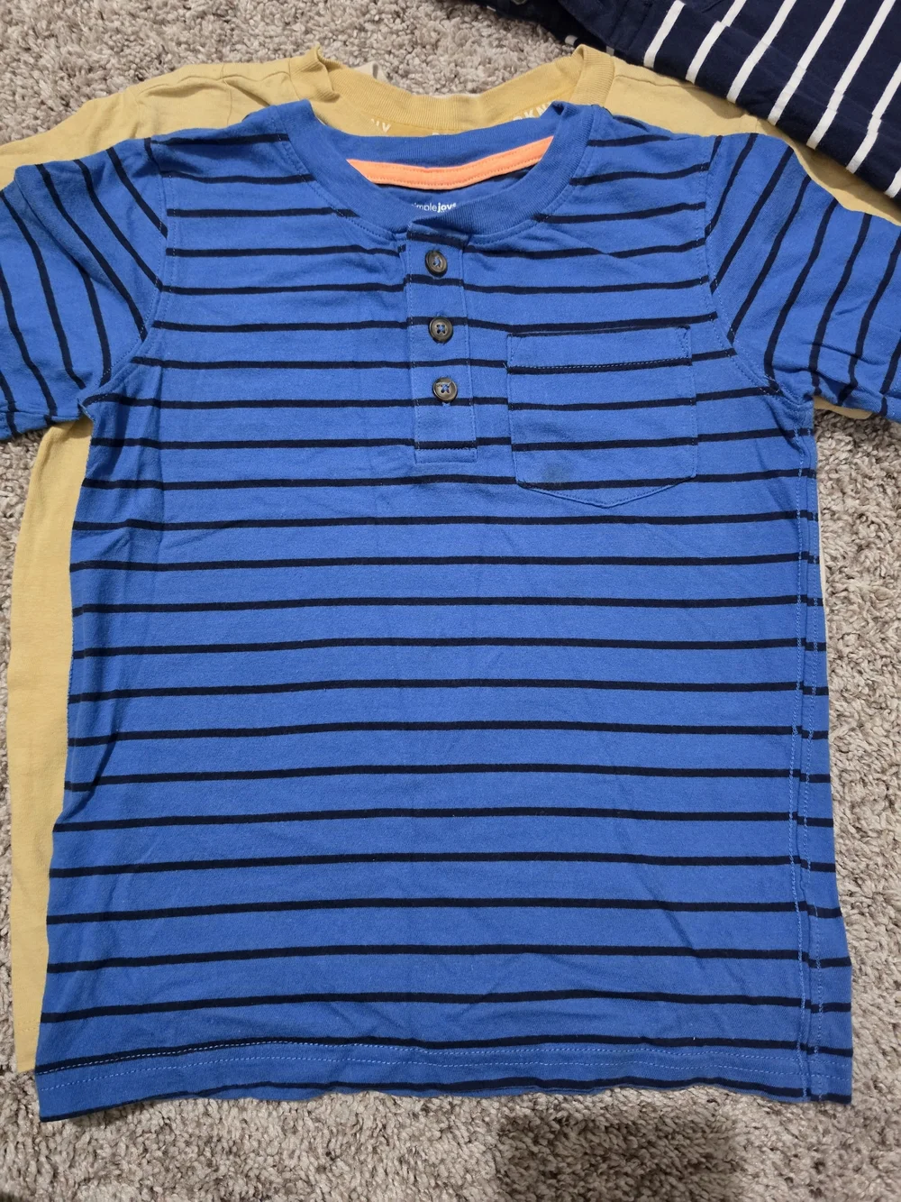 Kids Short-Sleeve Stripe &  Solid Tee Pack - Blue, Navy, Gray, Tan, Mustard
